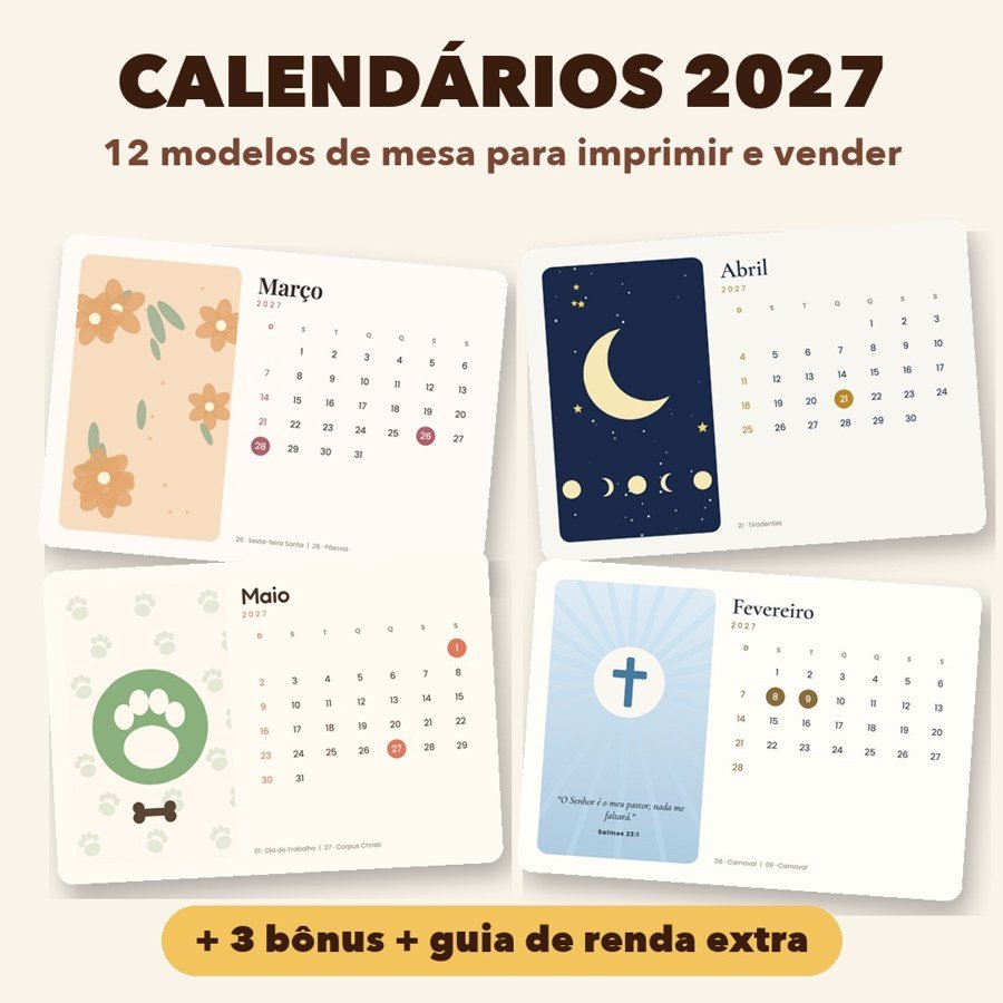 Calendários de mesa 2027 em vários estilos